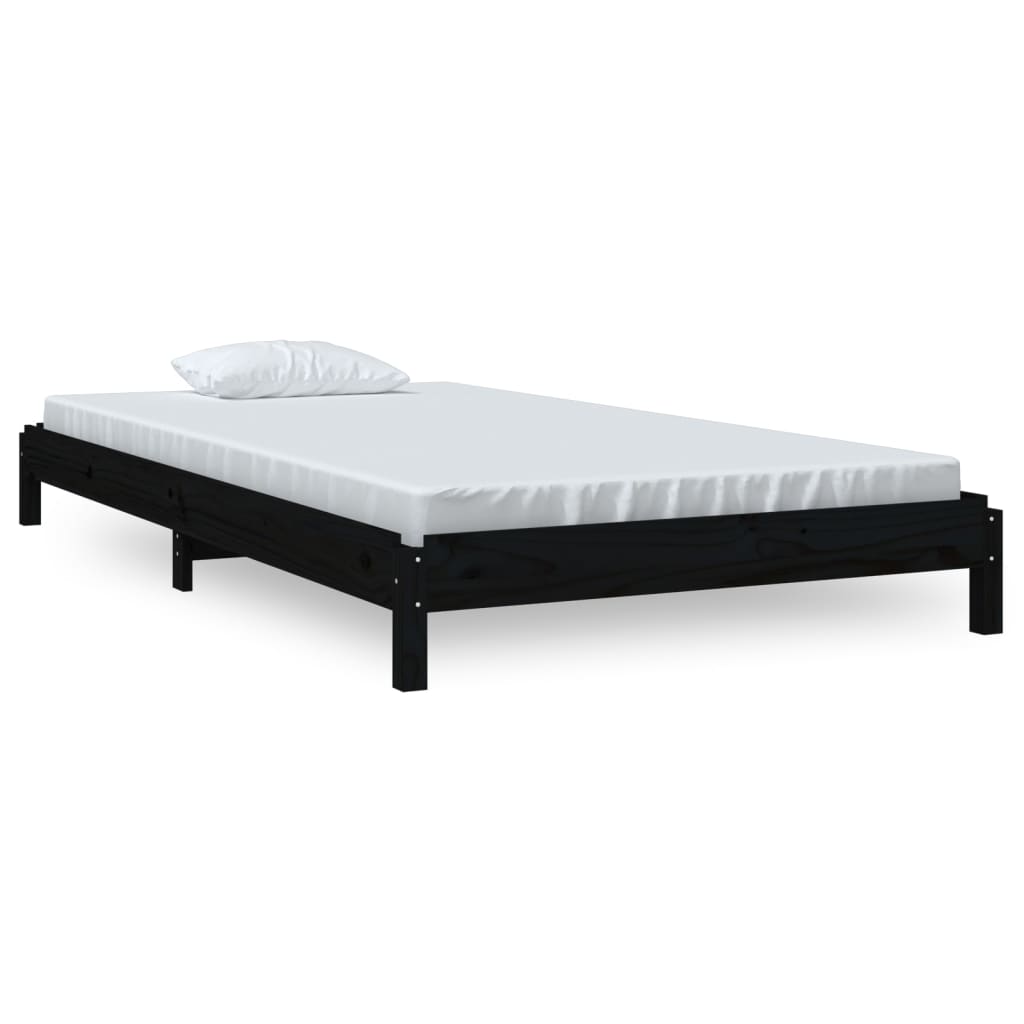 vidaXL Cama apilable de madera pino maciza negro 90x200 cm