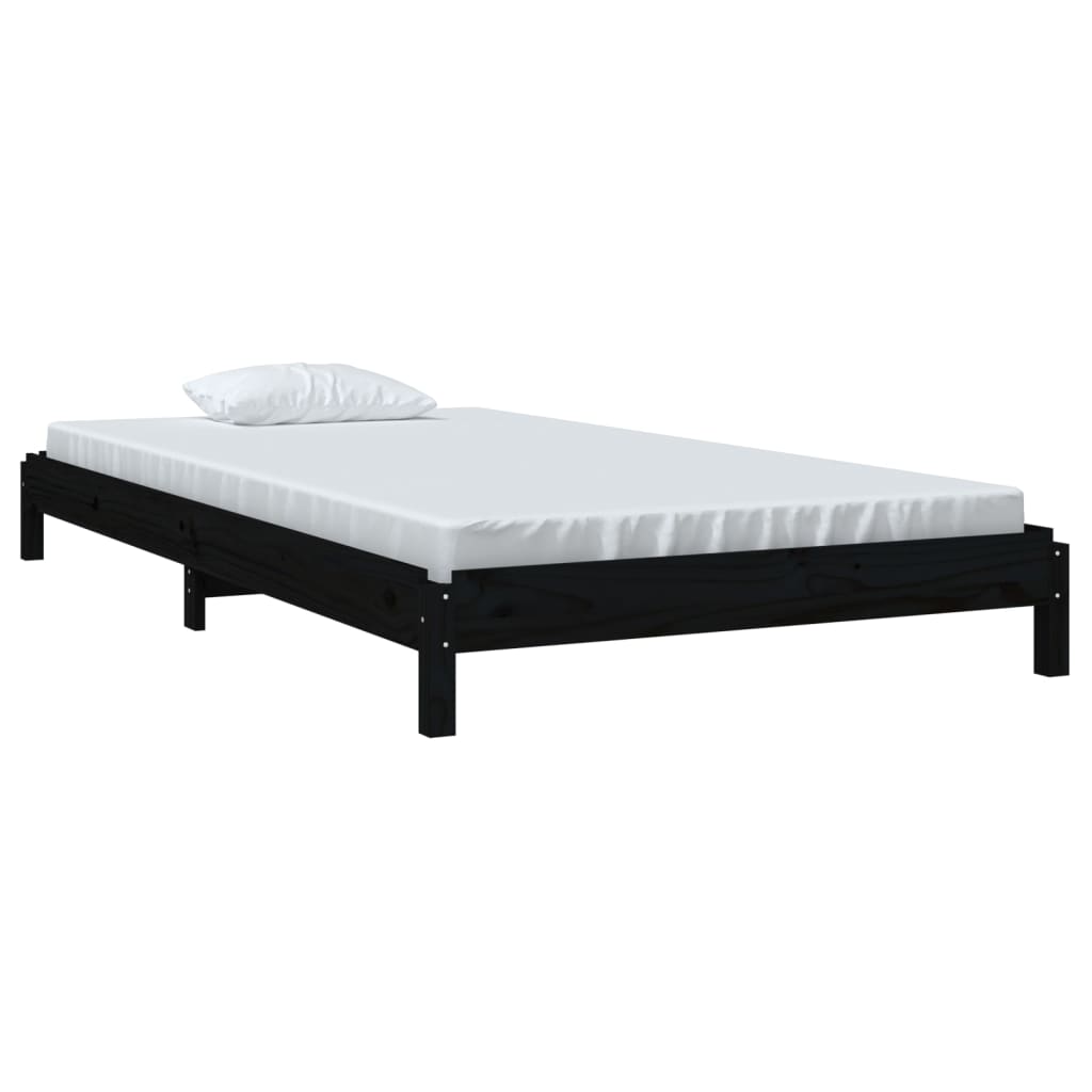 vidaXL Cama apilable de madera pino maciza negro 90x200 cm