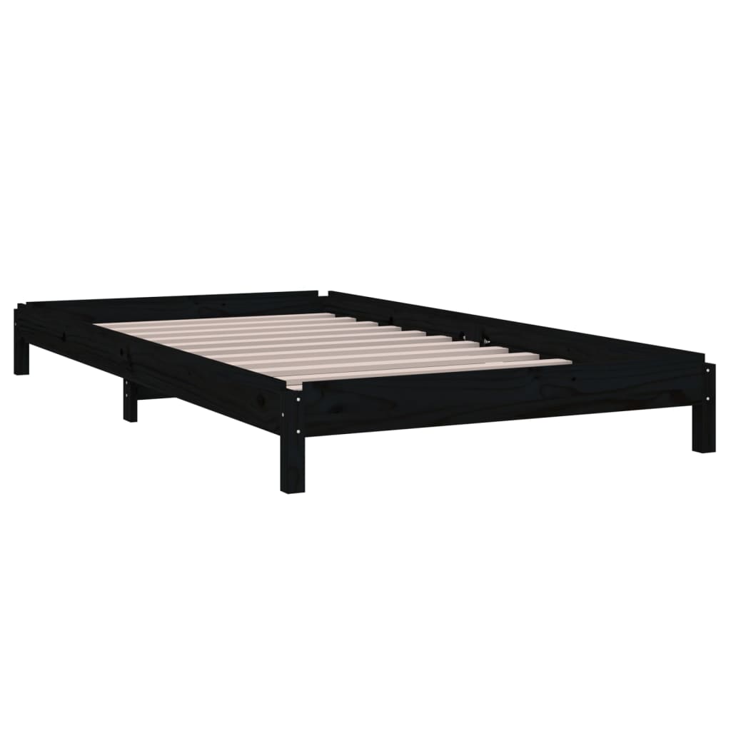 vidaXL Cama apilable de madera pino maciza negro 90x200 cm