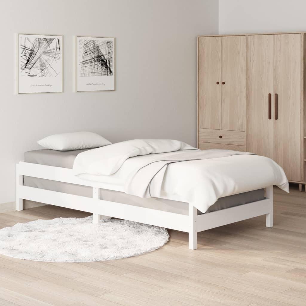 vidaXL Cama apilable de madera pino maciza blanco 90x190 cm