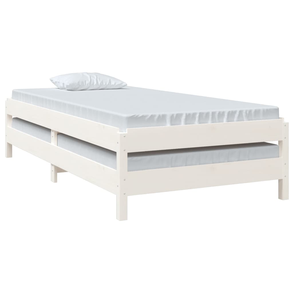 vidaXL Cama apilable de madera pino maciza blanco 90x190 cm