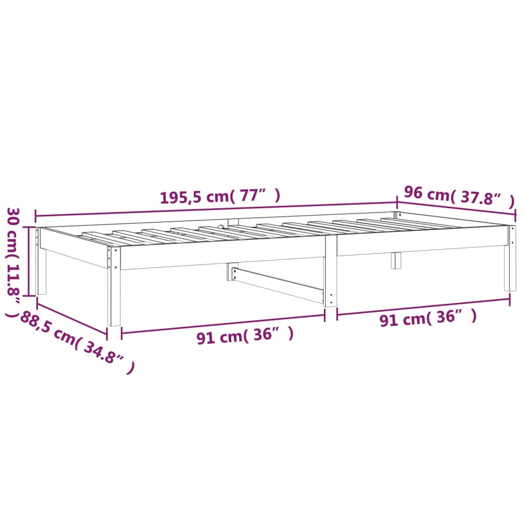 vidaXL Sofá cama de madera maciza de pino 90x190 cm