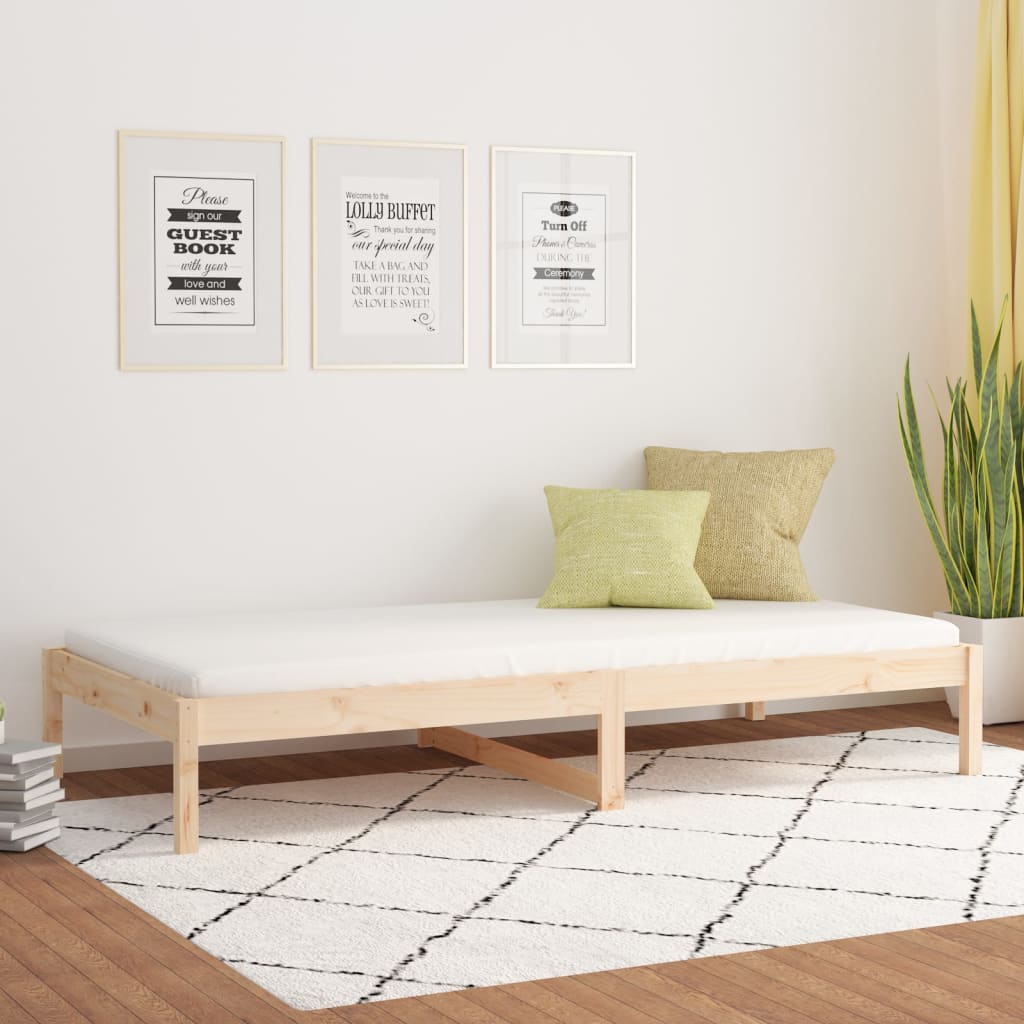 vidaXL Sofá cama de madera maciza de pino 90x190 cm