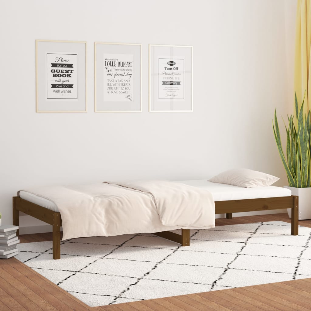 vidaXL Sofá cama sin colchón madera maciza pino marrón miel 90x190 cm