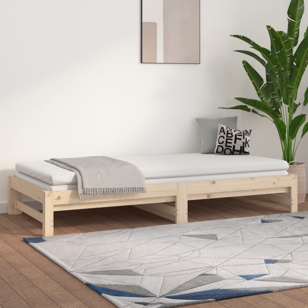 vidaXL Sofá cama extraíble madera maciza de pino 2x(90x200) cm