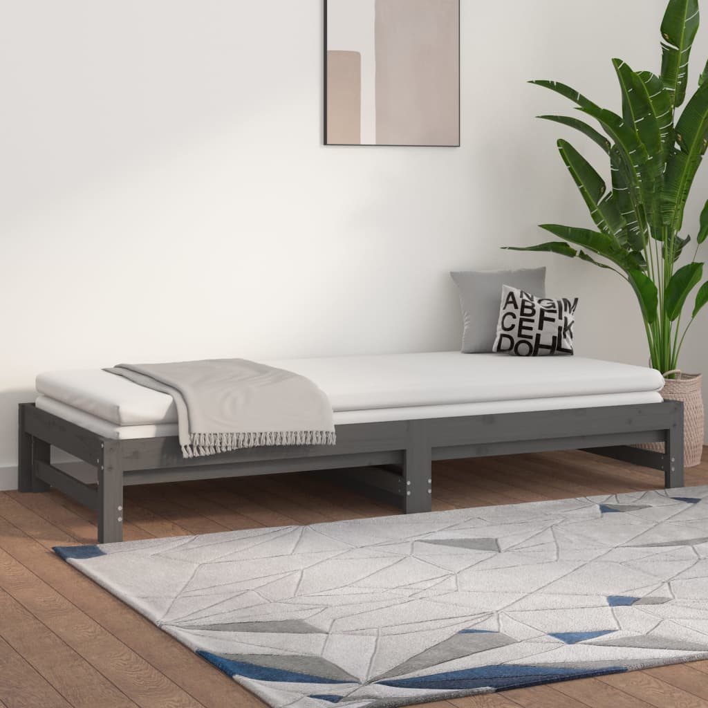 vidaXL Sofá cama extraíble sin colchón gris 2x(90x200) cm