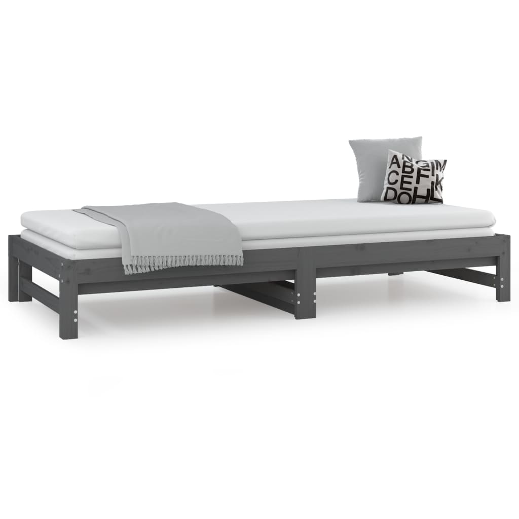 vidaXL Sofá cama extraíble sin colchón gris 2x(90x200) cm