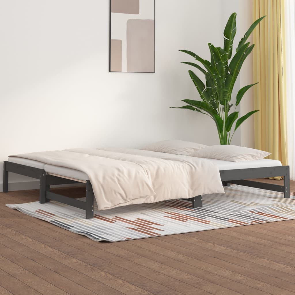 vidaXL Sofá cama extraíble sin colchón gris 2x(90x200) cm