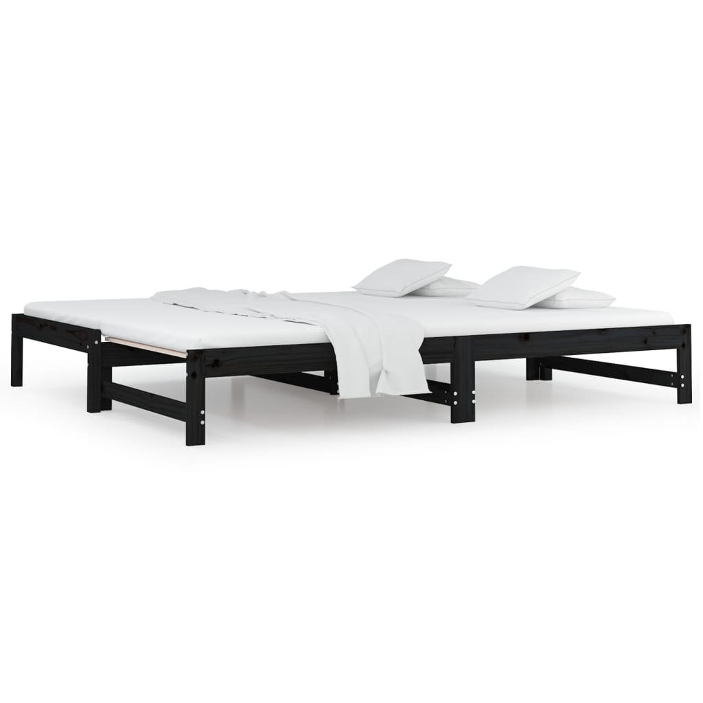 vidaXL Sofá cama extraíble sin colchón negro 2x(90x200) cm