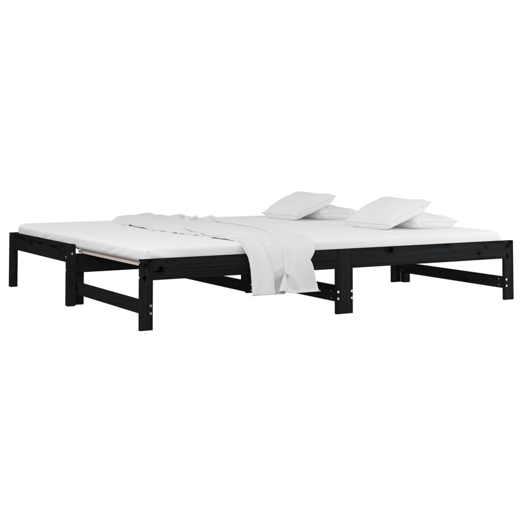 vidaXL Sofá cama extraíble sin colchón negro 2x(90x200) cm