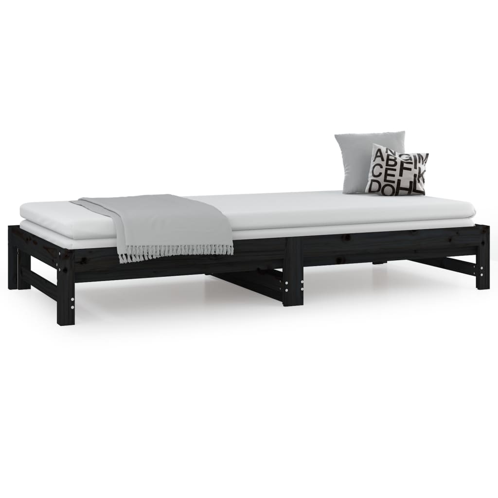 vidaXL Sofá cama extraíble sin colchón negro 2x(90x200) cm