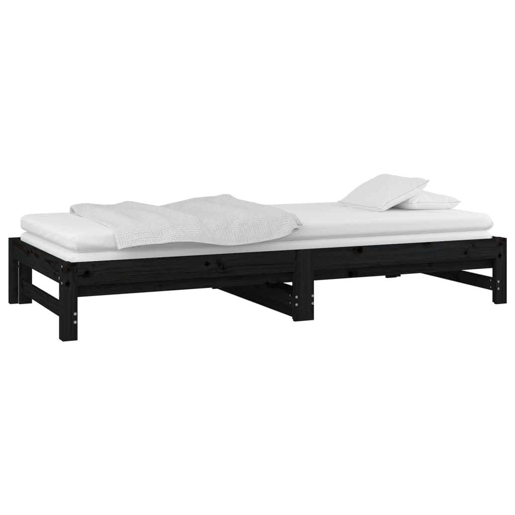 vidaXL Sofá cama extraíble sin colchón negro 2x(90x200) cm