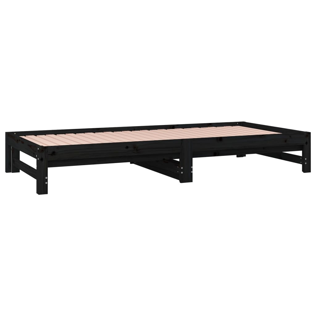 vidaXL Sofá cama extraíble sin colchón negro 2x(90x200) cm