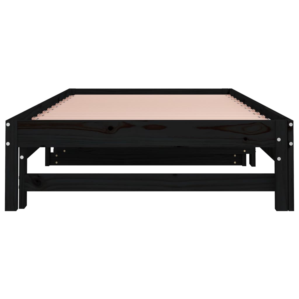 vidaXL Sofá cama extraíble sin colchón negro 2x(90x200) cm