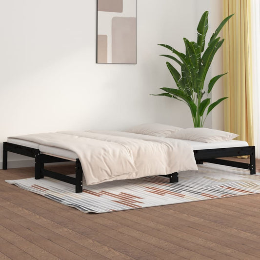 vidaXL Sofá cama extraíble sin colchón negro 2x(90x200) cm