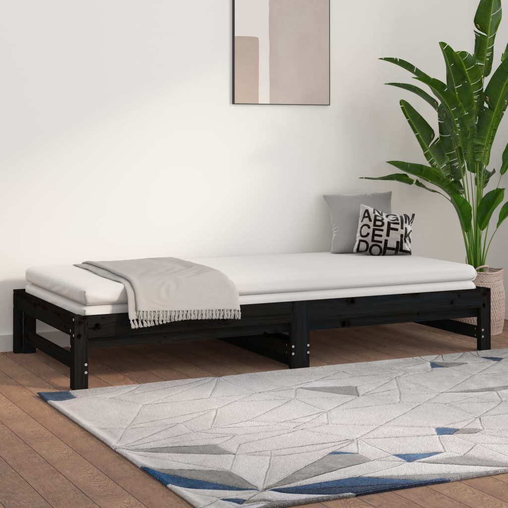 vidaXL Sofá cama extraíble sin colchón negro 2x(80x200) cm