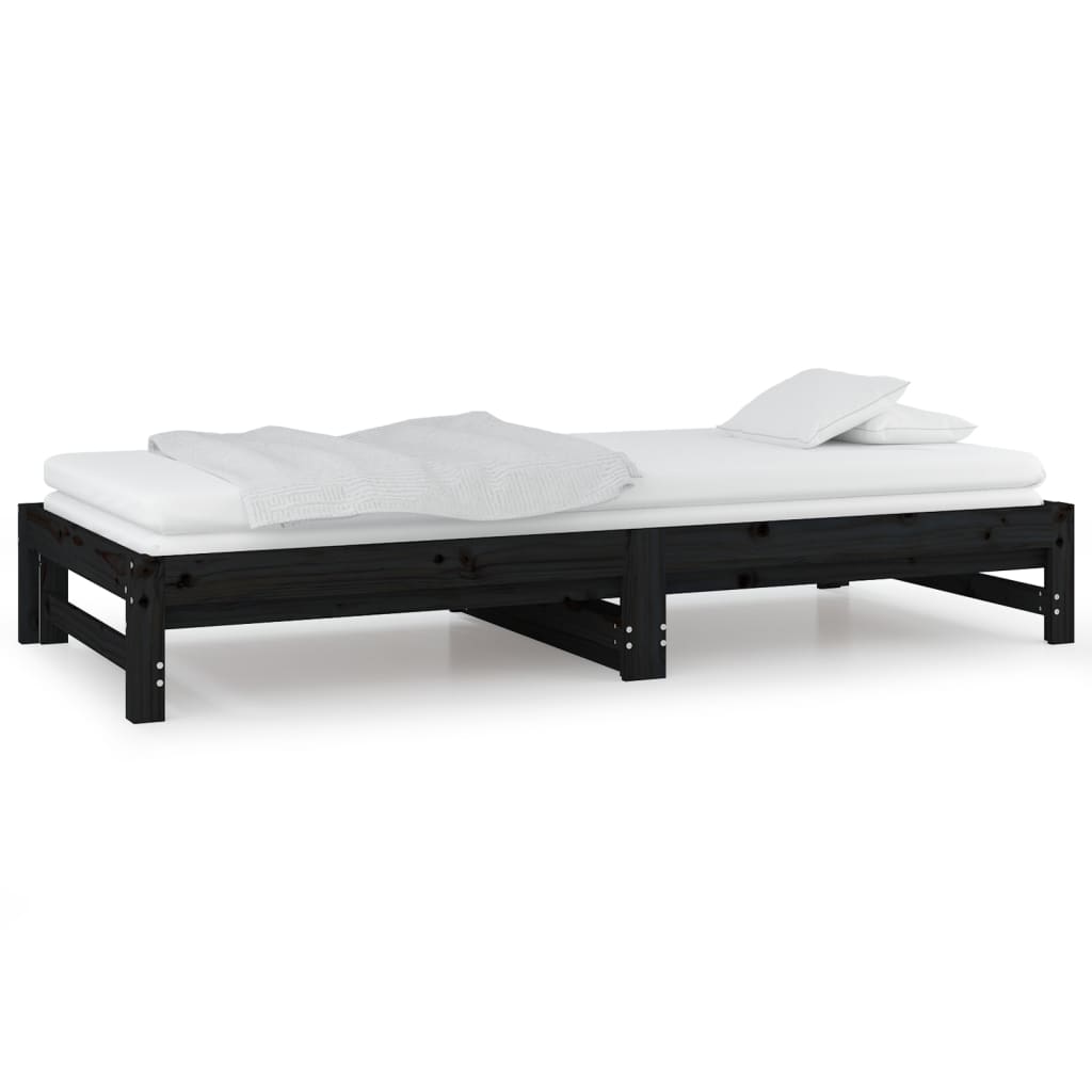 vidaXL Sofá cama extraíble sin colchón negro 2x(80x200) cm