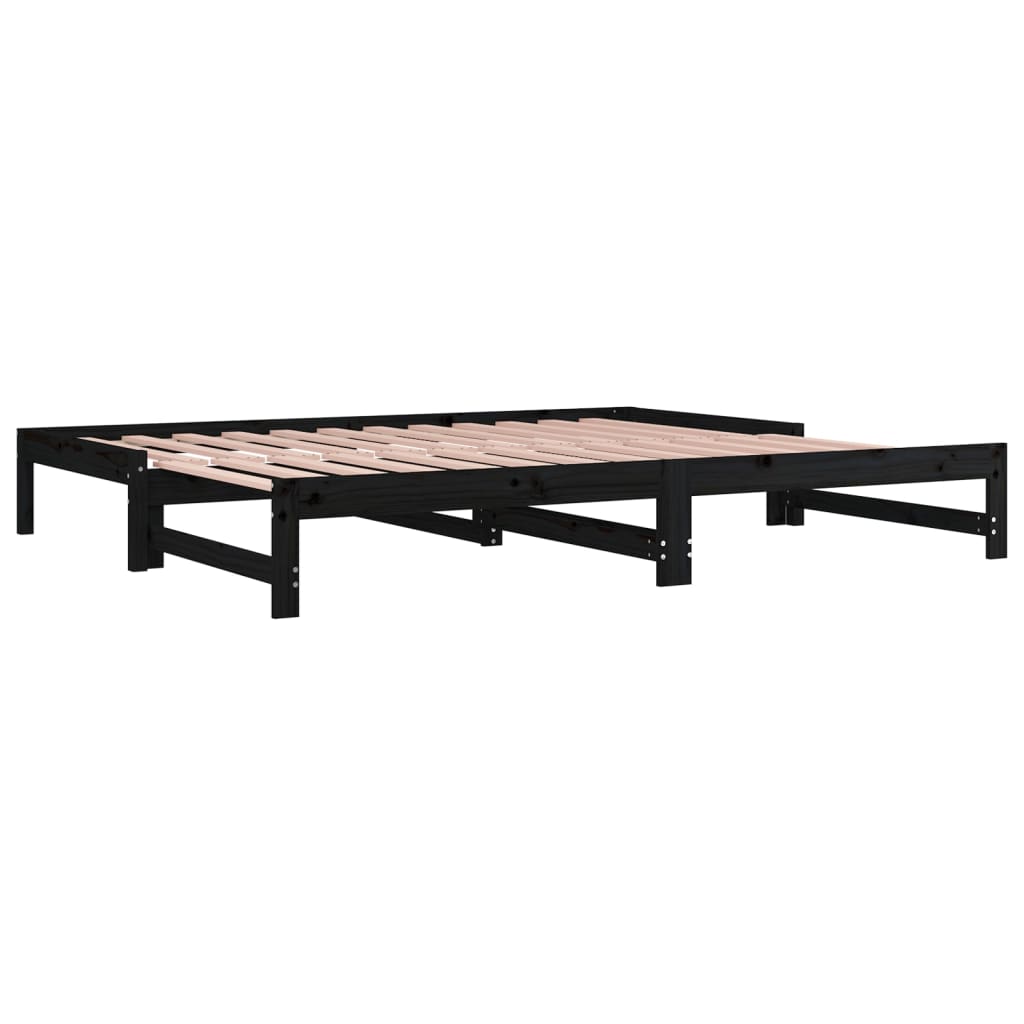 vidaXL Sofá cama extraíble sin colchón negro 2x(80x200) cm