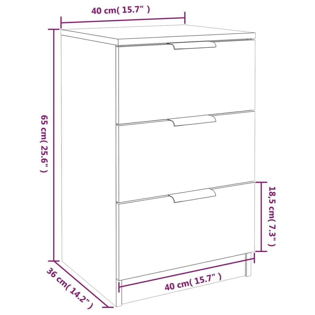 vidaXL Mesitas de noche 2 uds color blanco brillante 40x36x65 cm