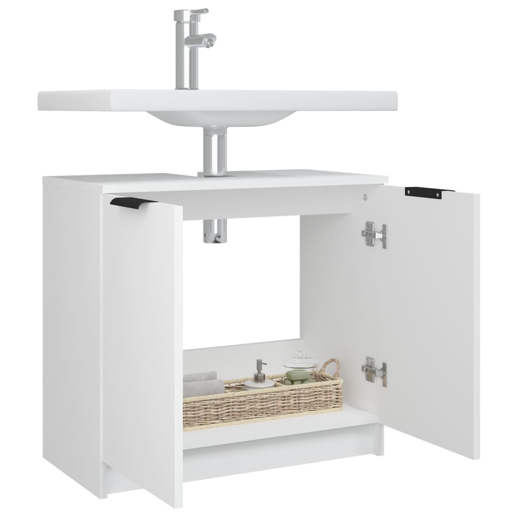 vidaXL Armario de baño madera contrachapada blanco 64,5x33,5x59 cm