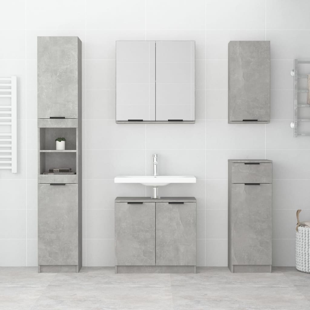 vidaXL Armario de baño contrachapado gris hormigón 64,5x33,5x59 cm