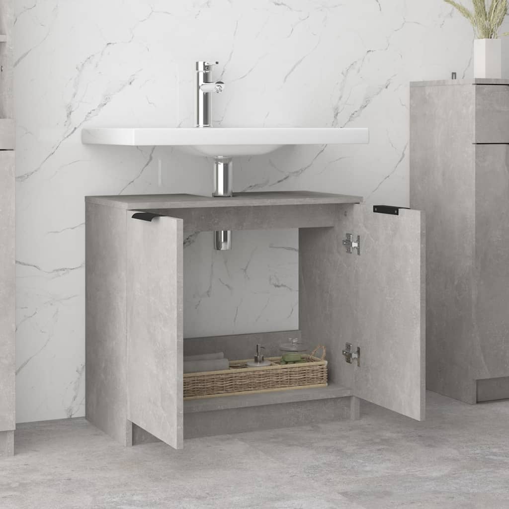 vidaXL Armario de baño contrachapado gris hormigón 64,5x33,5x59 cm