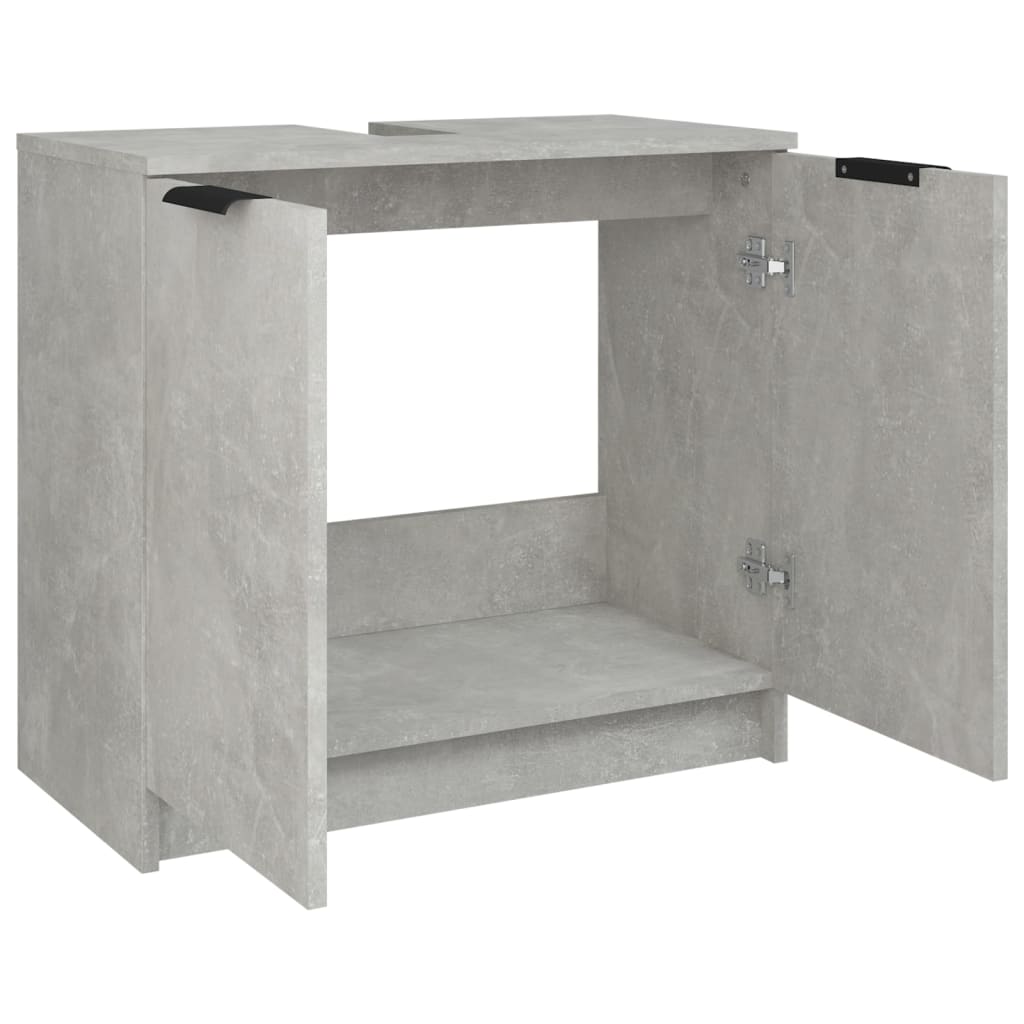 vidaXL Armario de baño contrachapado gris hormigón 64,5x33,5x59 cm