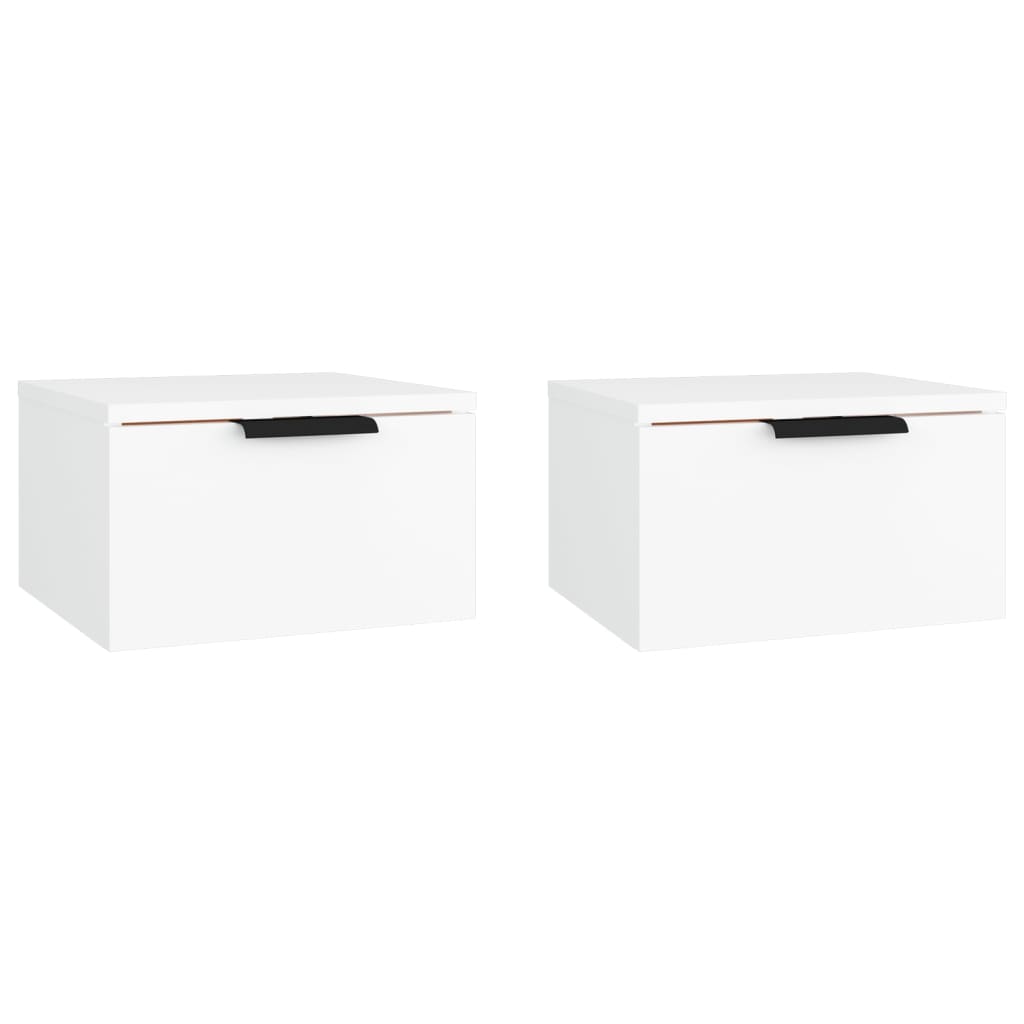 vidaXL Mesitas de noche de pared 2 uds blanco 34x30x20 cm