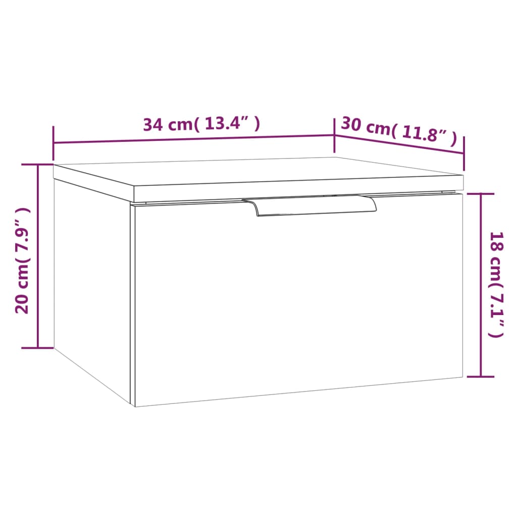 vidaXL Mesitas de noche de pared 2 uds blanco 34x30x20 cm