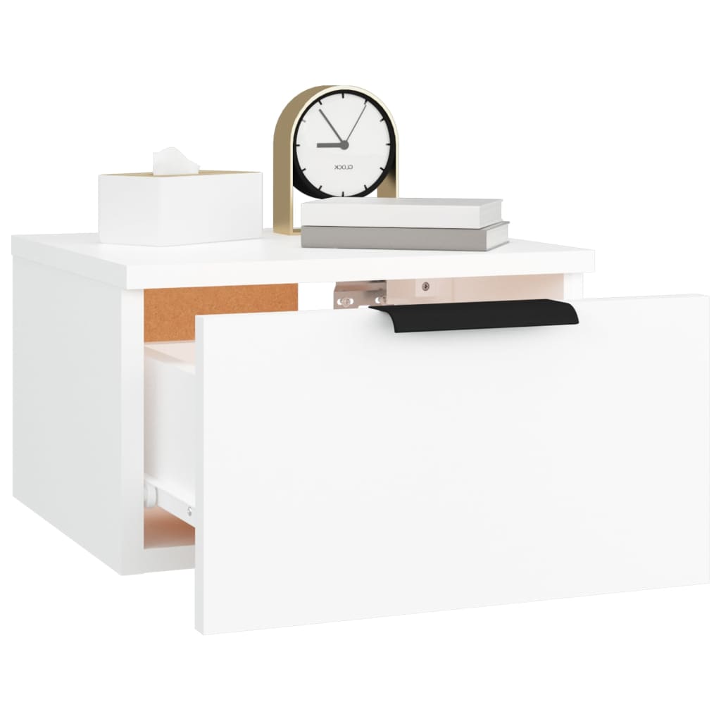 vidaXL Mesitas de noche de pared 2 uds blanco 34x30x20 cm