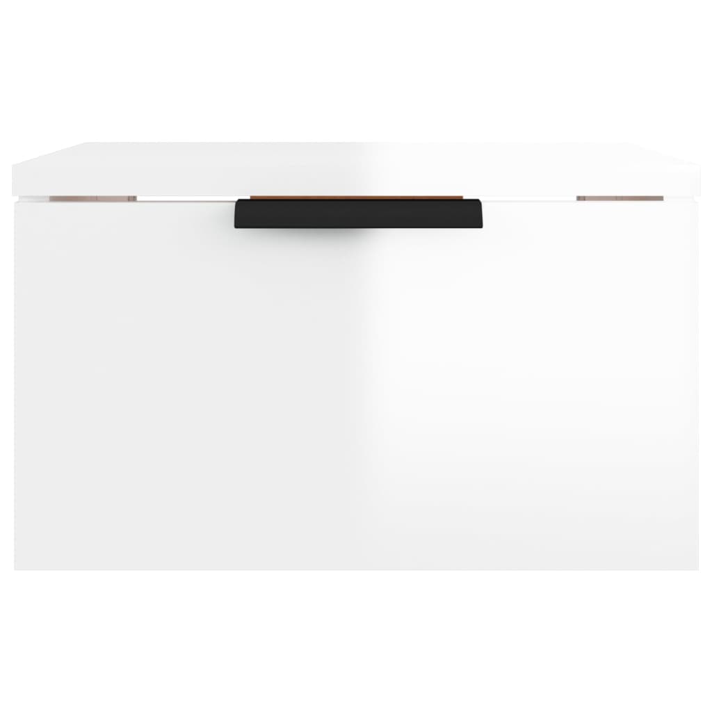 vidaXL Mesitas de noche de pared 2 uds blanco brillo 34x30x20 cm