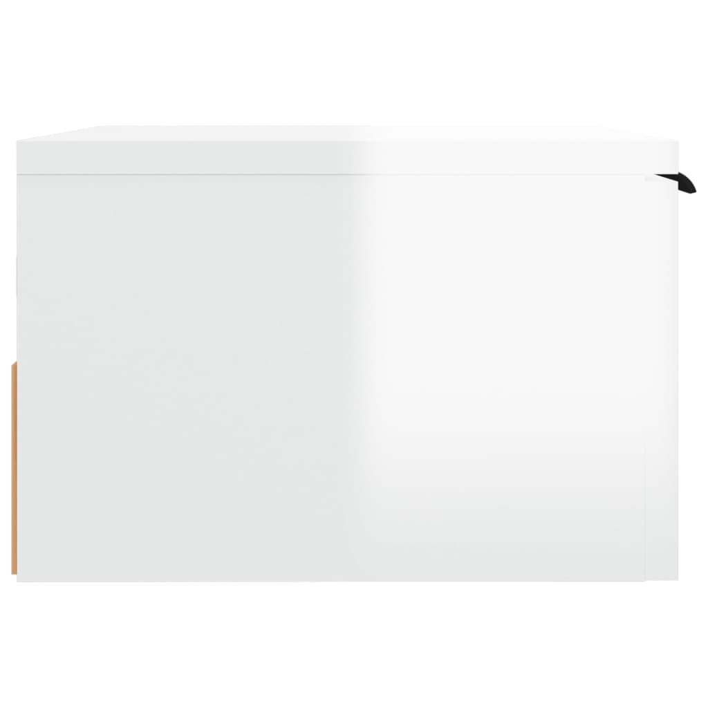 vidaXL Mesitas de noche de pared 2 uds blanco brillo 34x30x20 cm