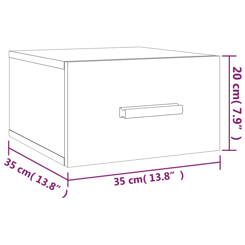 vidaXL Mesitas de noche de pared 2 uds color roble Sonoma 35x35x20 cm