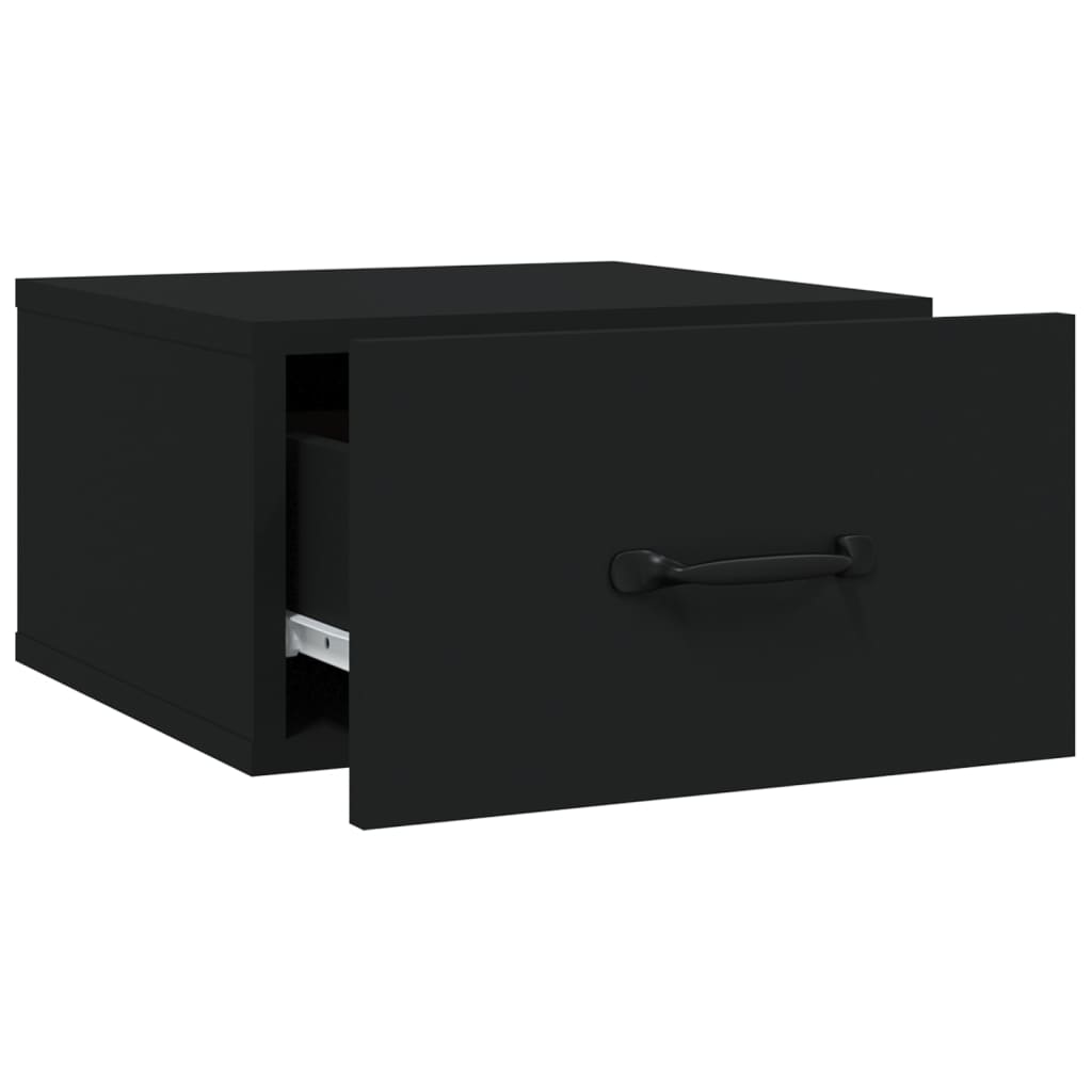 vidaXL Mesitas de noche de pared 2 uds negro 35x35x20 cm