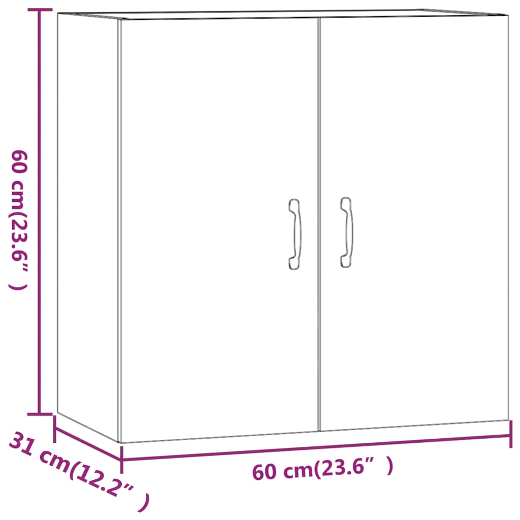 vidaXL Armario de pared madera contrachapada blanco 60x31x60 cm