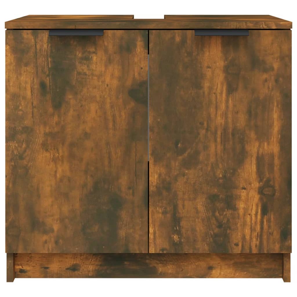 vidaXL Armario baño madera contrachapada roble ahumado 64,5x33,5x59 cm