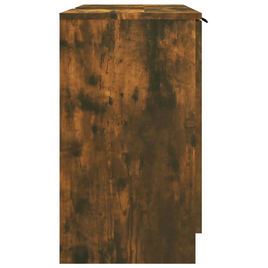 vidaXL Armario baño madera contrachapada roble ahumado 64,5x33,5x59 cm