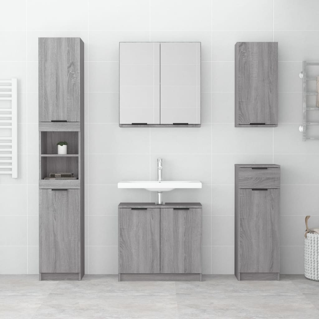 vidaXL Armario de baño madera contrachapada gris Sonoma 64,5x33,5x59cm