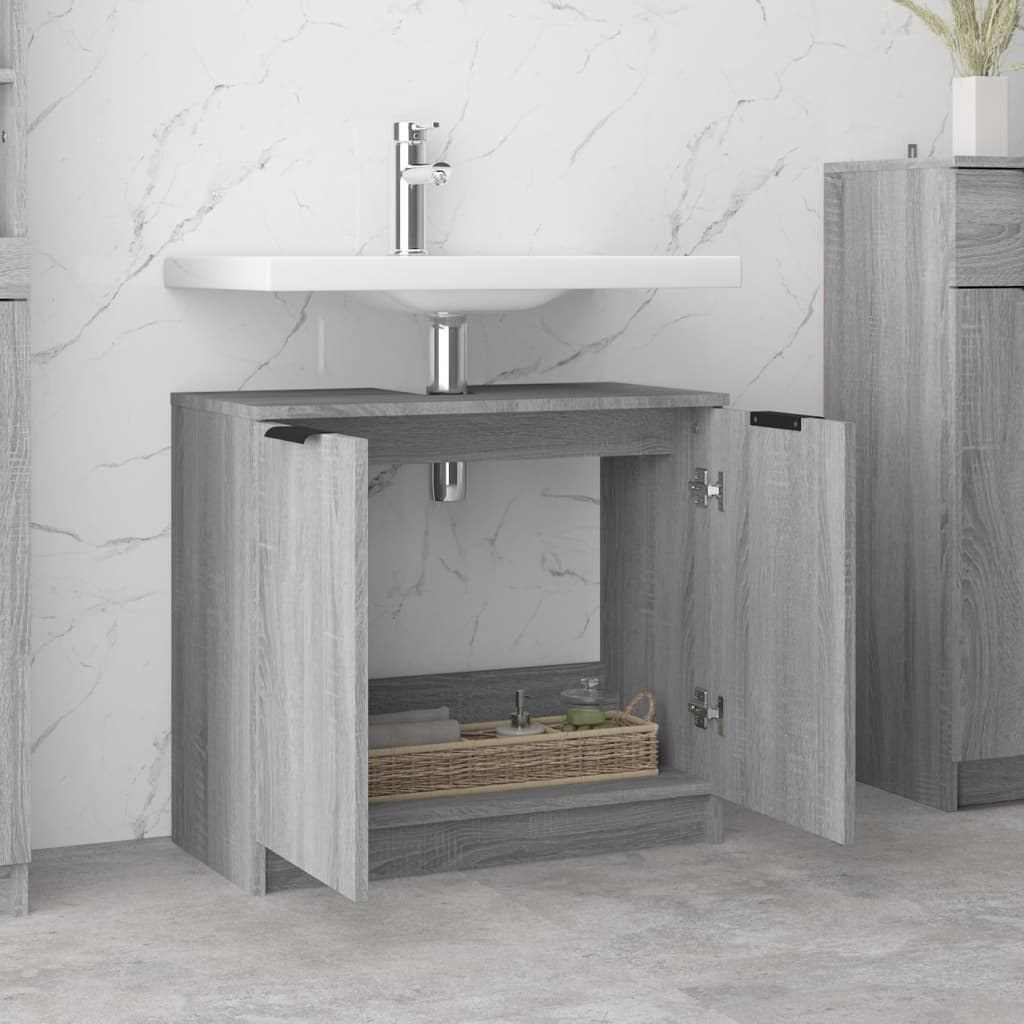 vidaXL Armario de baño madera contrachapada gris Sonoma 64,5x33,5x59cm