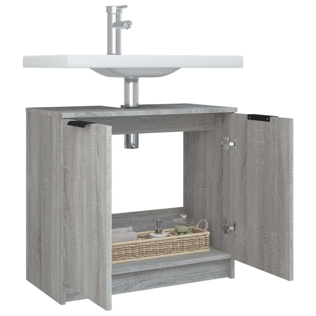 vidaXL Armario de baño madera contrachapada gris Sonoma 64,5x33,5x59cm