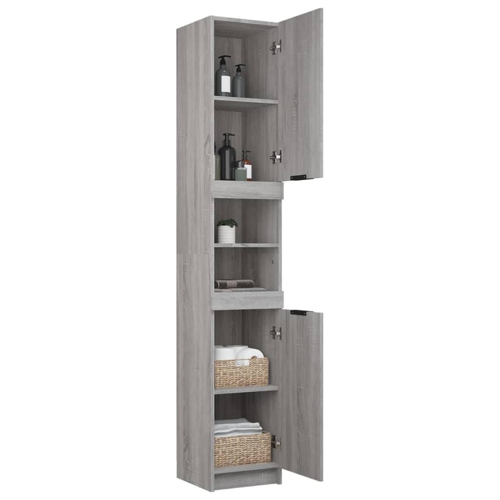 vidaXL Armario de baño madera contrachapada gris Sonoma 32x34x188,5 cm