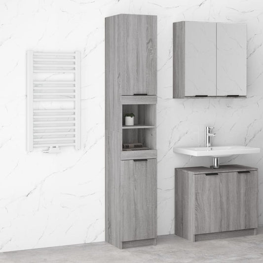 vidaXL Armario de baño madera contrachapada gris Sonoma 32x34x188,5 cm