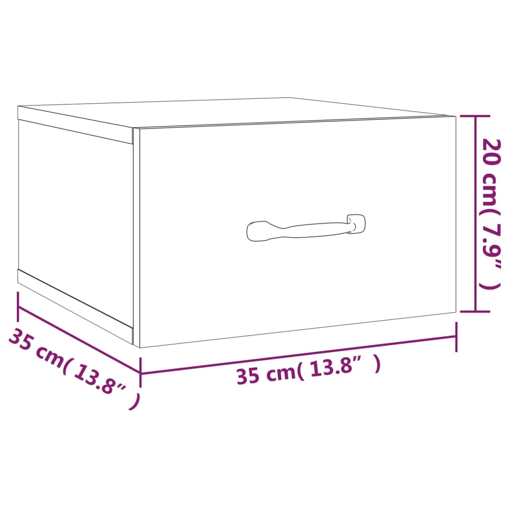 vidaXL Mesitas de noche de pared 2 uds roble ahumado 35x35x20 cm