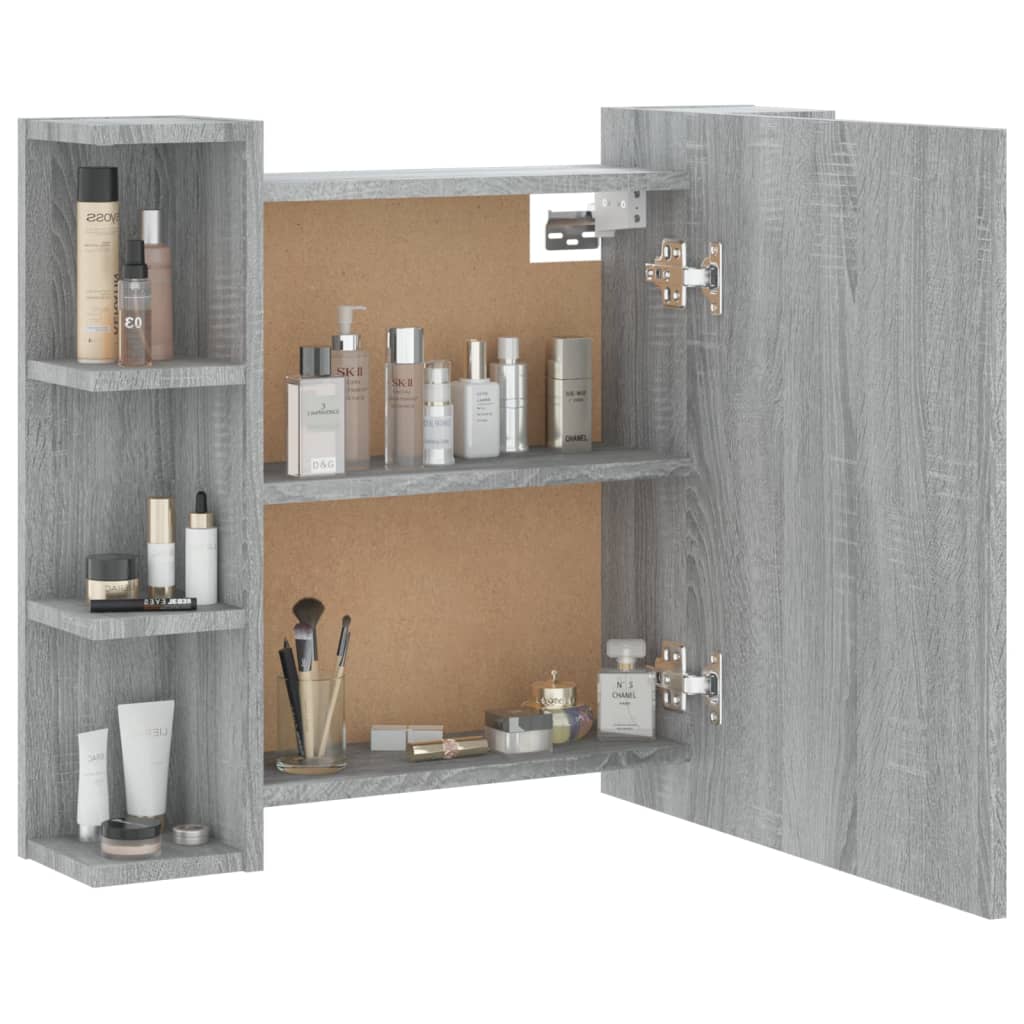 vidaXL Mueble con espejo y LED color gris Sonoma 70x16,5x60 cm