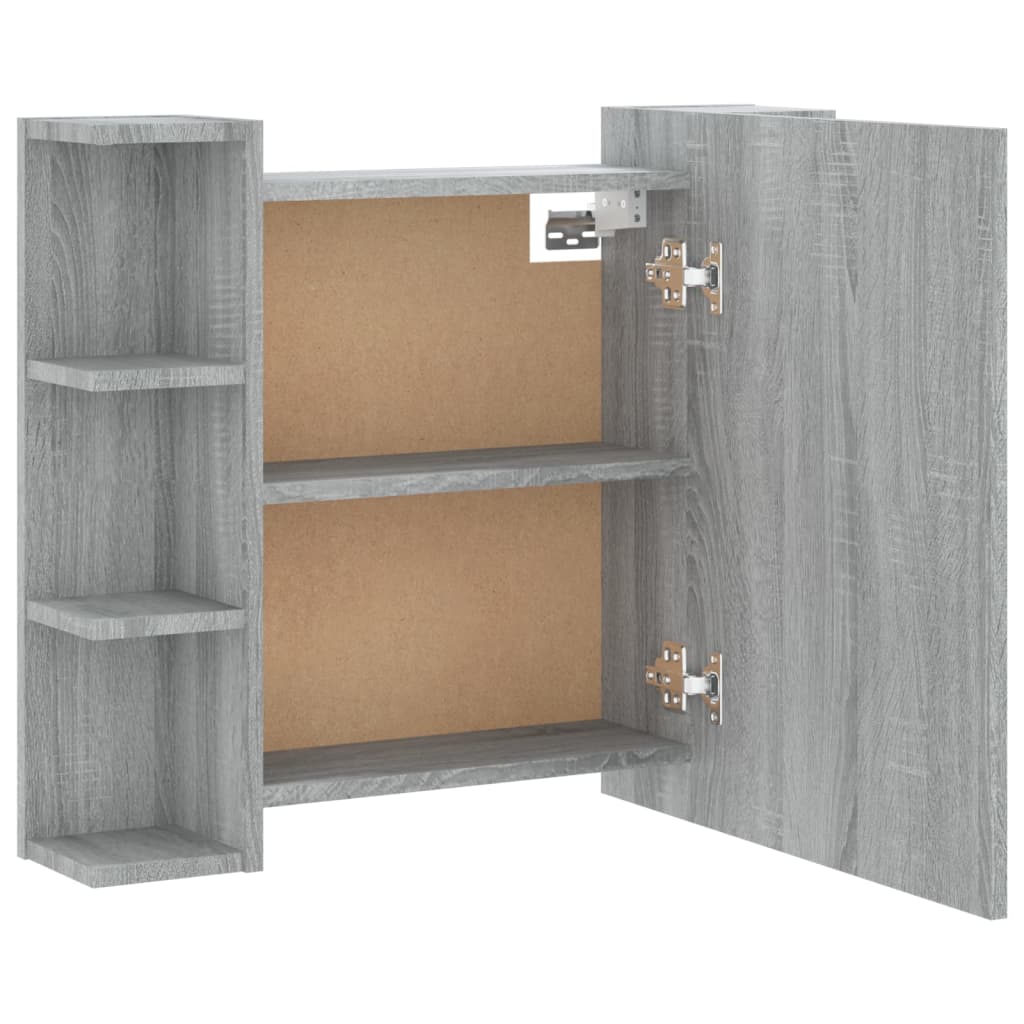 vidaXL Mueble con espejo y LED color gris Sonoma 70x16,5x60 cm