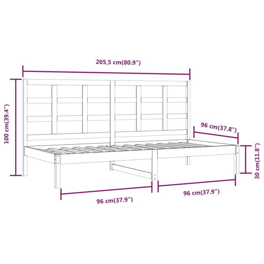 vidaXL Sofá cama sin colchón madera maciza de pino blanco 90x200 cm