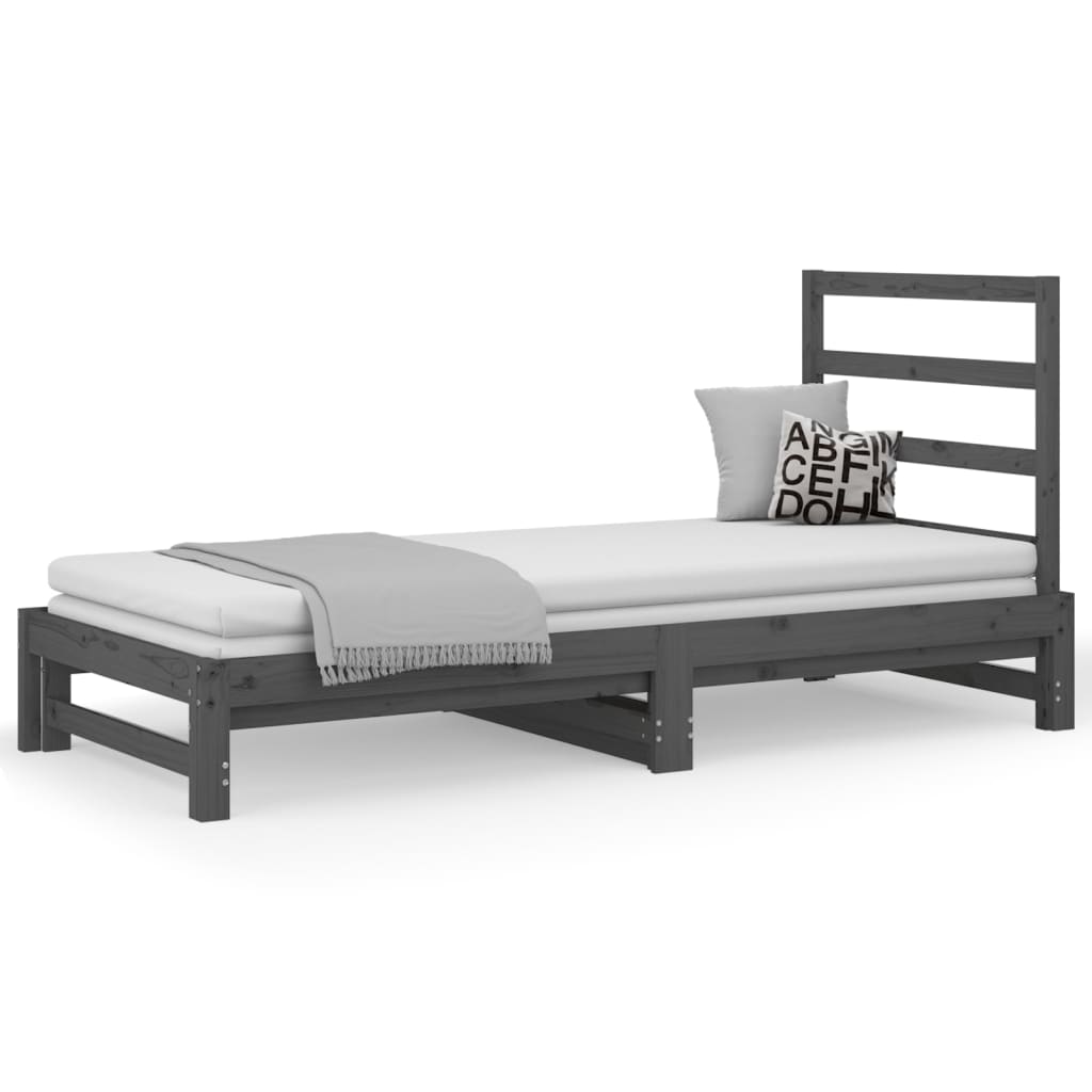 vidaXL Sofá cama extraíble sin colchón gris 2x(90x200) cm