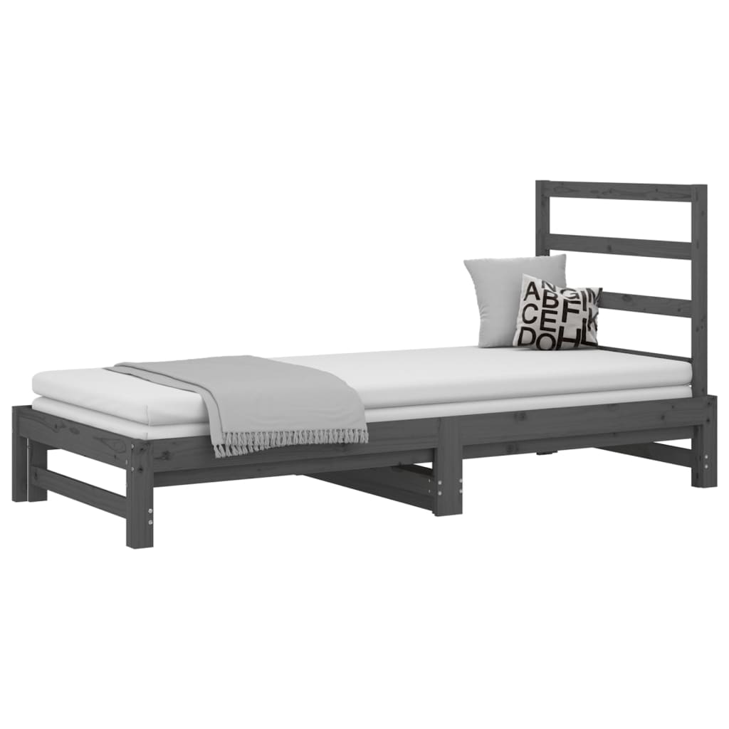 vidaXL Sofá cama extraíble sin colchón gris 2x(90x200) cm