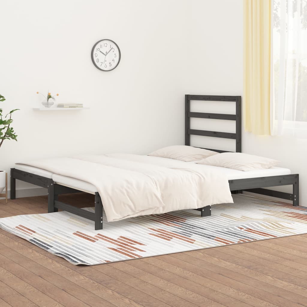 vidaXL Sofá cama extraíble sin colchón gris 2x(90x200) cm