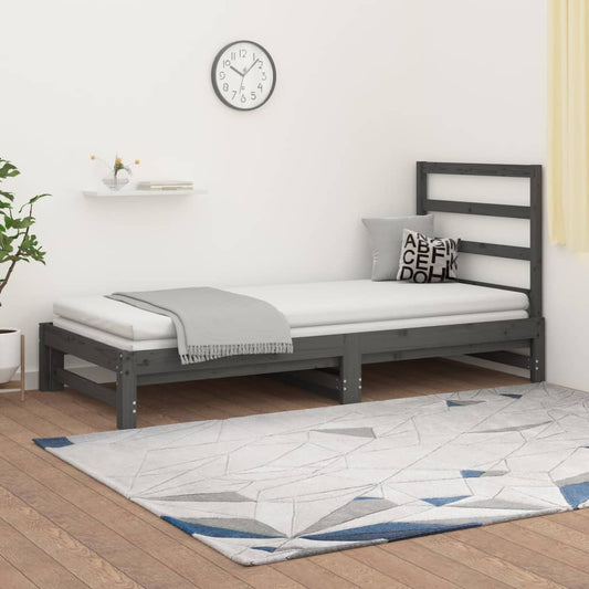 vidaXL Sofá cama extraíble sin colchón gris 2x(90x200) cm